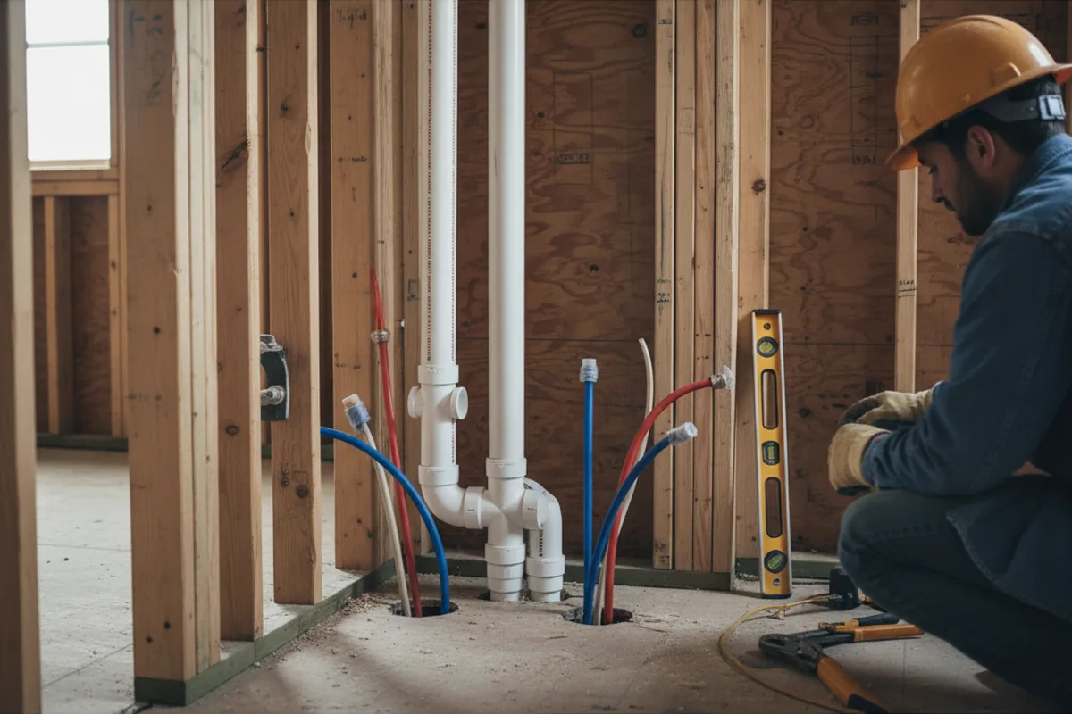 Drain and supply rough-in during Garbage Disposal Repair in Crocheron