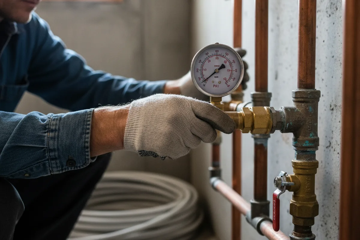 Pressure testing a repaired line during Water Line Repair in Crocheron